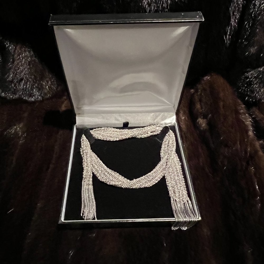 RARE | 925 Sterling Silver Mesh Scarf Necklace